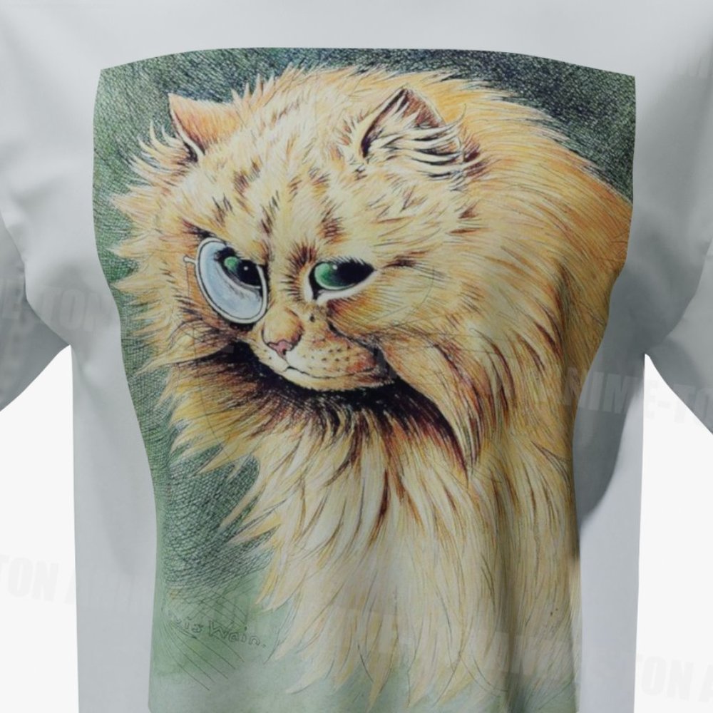 Louis Wain - Cat Art - The Monacle - Tshirt - Cotton